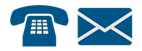 decorative icon of blue telephone and email