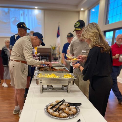 Photo of seniors enjoying Veteran's Day breakfast at Fellowship Square Independent Living in Surprise
