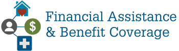 Decorative icon, text reads Financial Assistance & Benefit Coverage